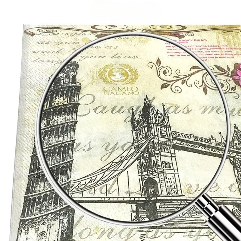 برج مائل جديد معلق جسر المناظر الطبيعية الخلابة المطبوعة المناديل حزب الجدول الديكور ورقة المفارش فراشة العظام بارتليت ورقة #4