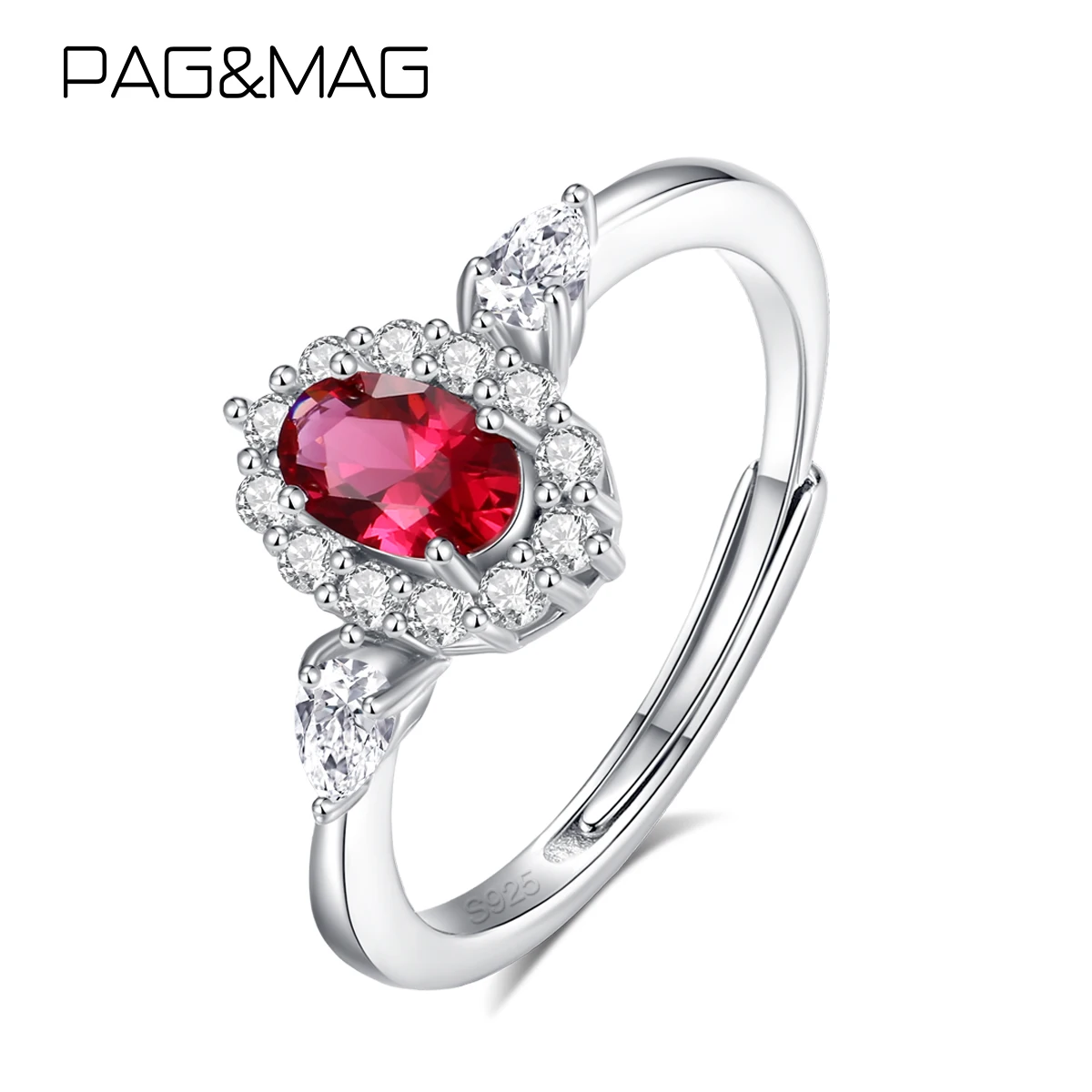 

Кольца PAG&MAG S925 с красными драгоценными камнями, высококачественные сверкающие женские обручальные кольца, модные ювелирные украшения, подарок для невесты.