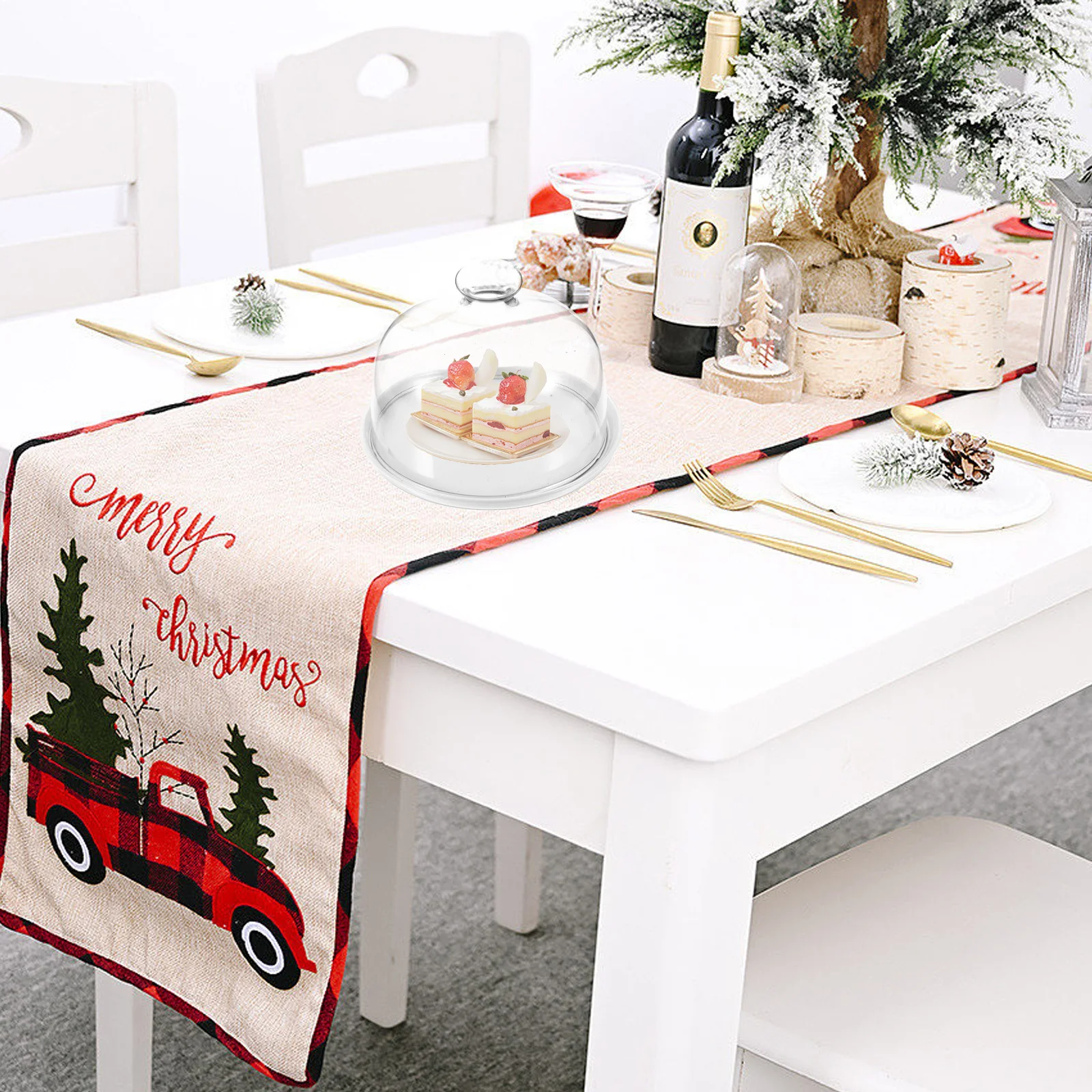 

Fruit Foretaste Plate Cake Plate Ceramic Glass Dome Multiuse Dessert Display for Home Parties Cake Display Dome