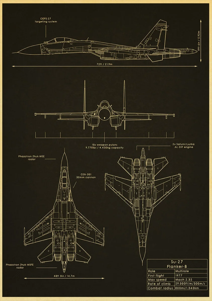 Aircraft and tank design drawings Blueprints Poster Posters Home Living Bed Room Decor Art Cafe Pictures Frameless Wall Painting