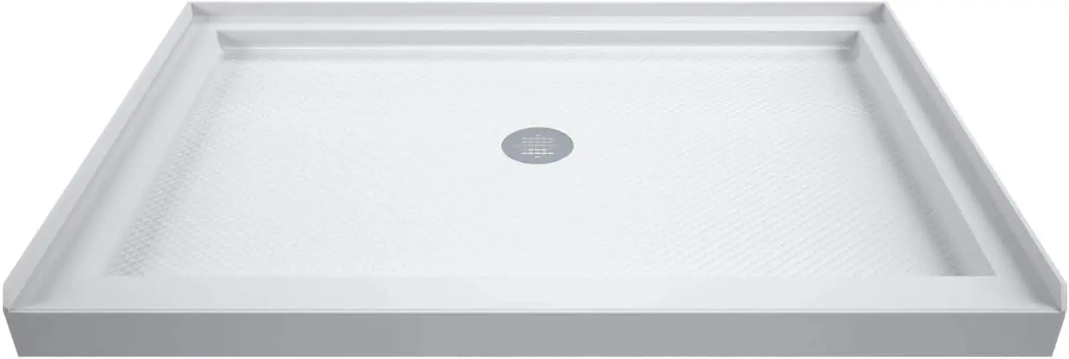 

SlimLine 34 in. D x 48 in. W x 2 3/4 in. H Center Drain Single Threshold Shower Base in White, DLT-1134480