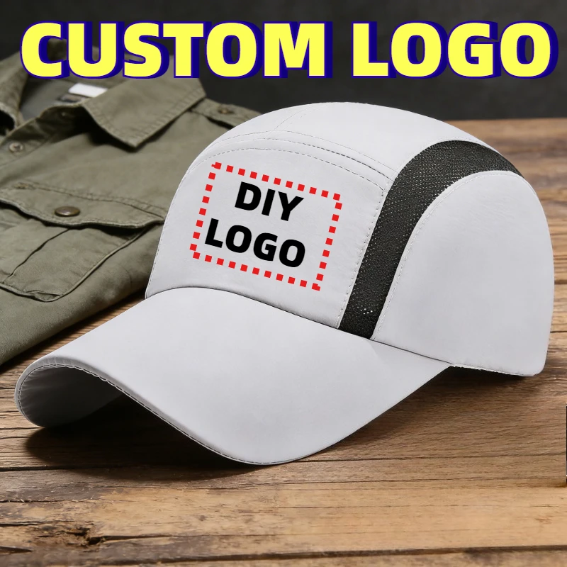 New Custom Printed Logo Summer Quick Dry Baseball Cap Men & Women Outdoor Breathable Spliced Mesh Adjustable Trucker Hat