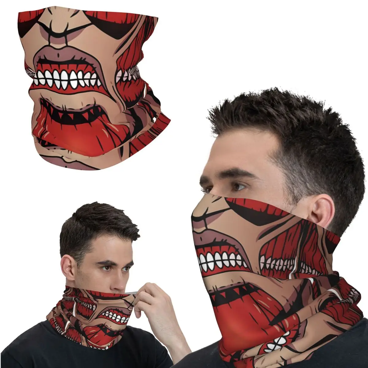 SNK Titan Colossal Mouth Mask A-Attack on Titan Bandana Neck Cover Printed Motorcycle Motocross Wrap Scarf Multifunctional