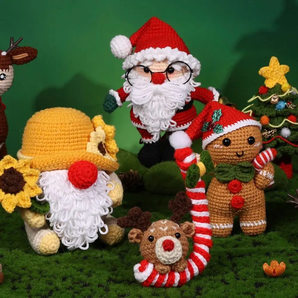 Papai Noel Handmade Crochet Brinquedos, Espírito Boneco De Neve, Brinquedos De Tecido De Natal, Boneca De Tecer De Veado