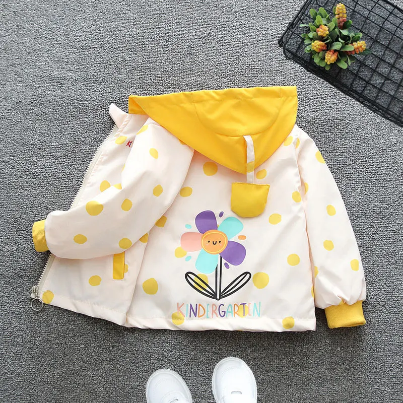 Spring Baby Girls Jacket Korean Style Toddler Kids Thin Jacket For Girls Coats Autumn Children Girls Hooded Trench Coats