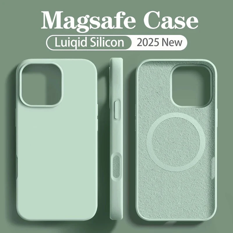 Original MagSafe Flüssigsilikon-Handyhülle für iPhone 17 16 14 15 Plus 18 Pro Max Hülle Kabelloses Laden Magnetische Weiche Abdeckung iphone 18 17 pro hülle – Detail 9