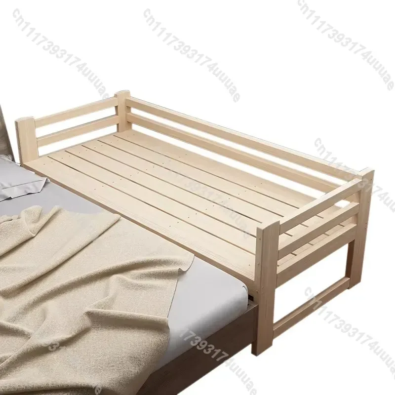 for Wide Splicing Bed Extended Solid Wood with Guardrail Pine Edge Bed Children Adult Single Bed