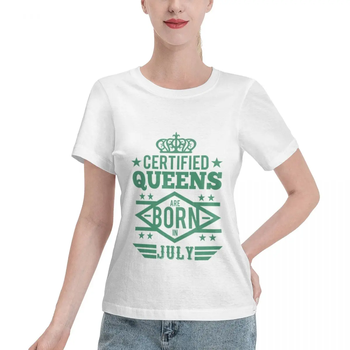 Clearance Certified Queens Are Born In July Women's T-shirt Street Shooting Female Everyday Wear