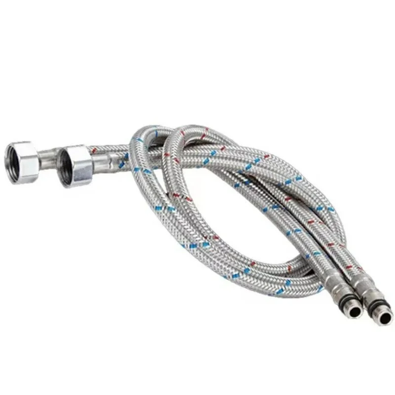 2pcs 60cm Stainless Steel Flexible Plumbing Pipe G1/2 G3/8 G9/16 Cold Hot Mixer Faucet Water Inlet Pipe Hoses Bathroom Tools