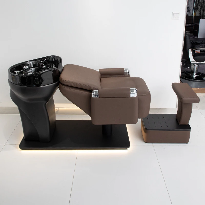Bojue Massage Shampoo , Hair Salons, With Stainless Steel Ceramic Basin And Semi-Reclining Wash Bed
