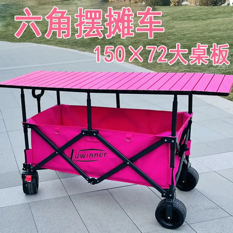 Folding Stall Trolley Cart for Night Market Vendors Portable Push Cart for Starch Sausage Snacks Small Gifts and Trinkets