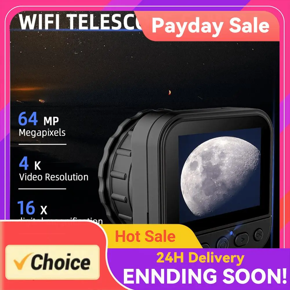 

64MP 4K HD 2.4G WIFI Electronic Eyepiece Digital Camera with Flip Screen Lightweight for Astronomical Binoculars Microscope