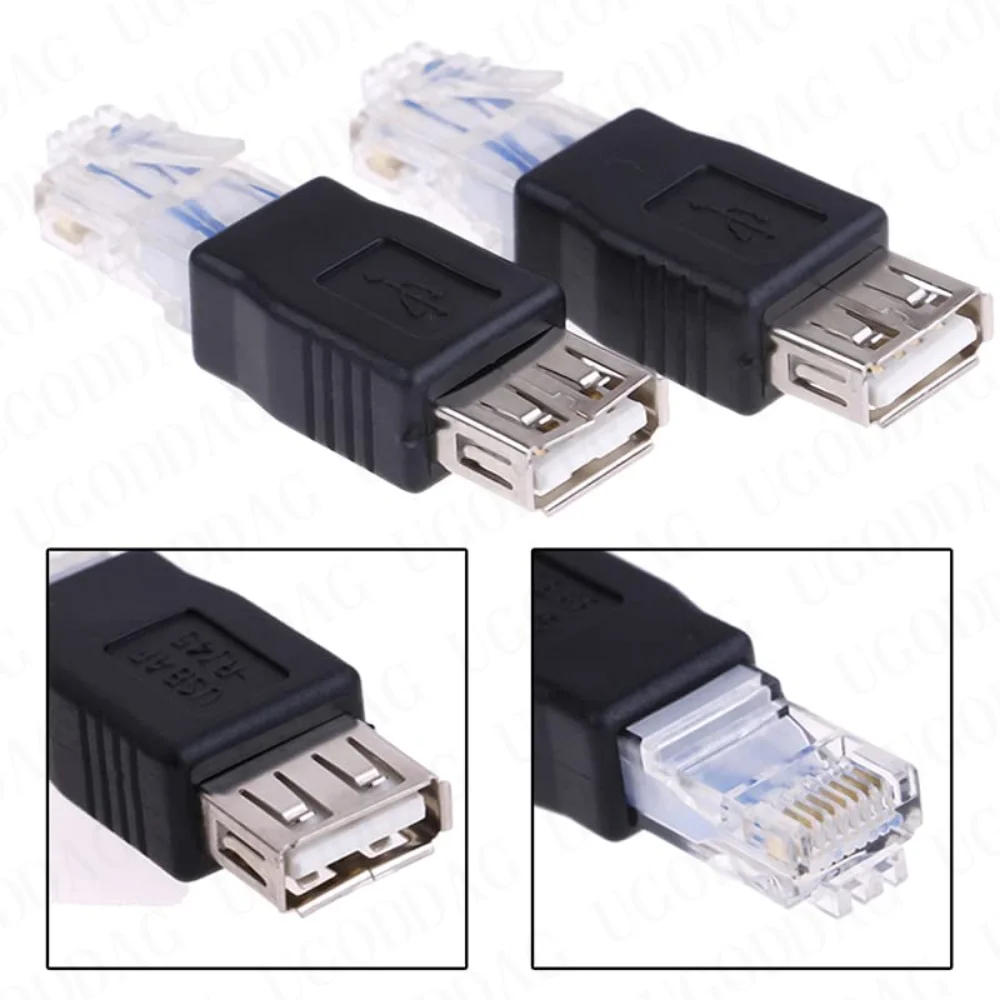 2 PCS Ethernet to USB Adapter RJ45 Ethernet Male to USB Female Converter 10Mb/100Mbs Network Connector for Laptops Computers