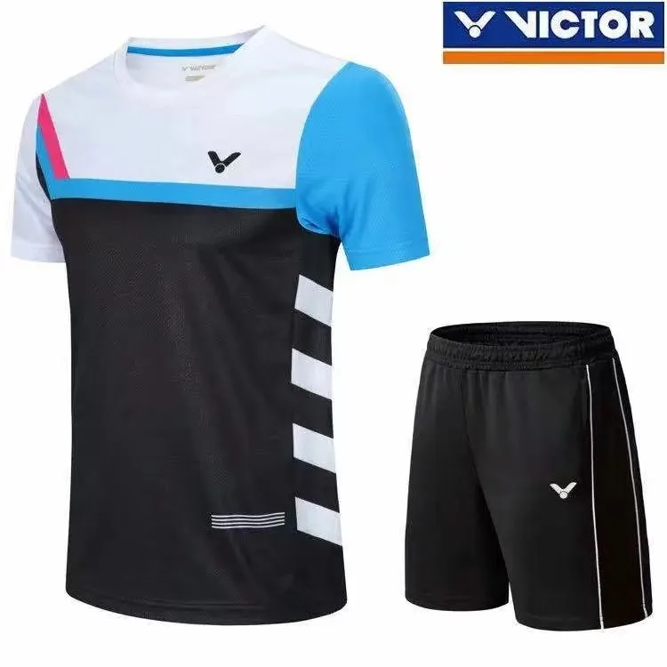 VICTOR Men's and Women's T-shirt Badminton Uniform Training Unisex Sports Short-sleeved T-shirt Tops Quick-drying Breathable