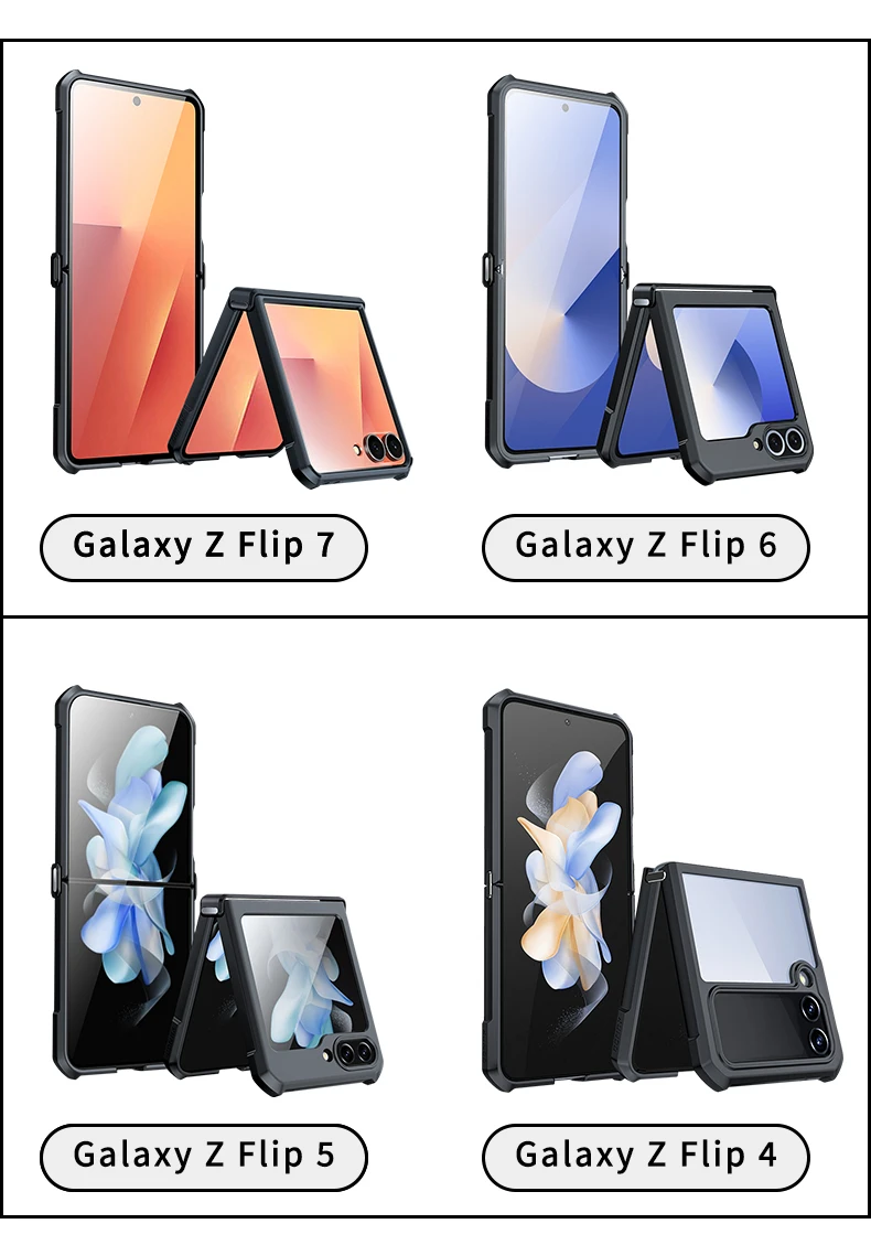Xundd für Samsung Galaxy Z Flip 7 5 Z Flip 6 7 5G Hülle Airbag stoßfestes Acryl+TPU+Glas Rückseite für Flip5 Zdaa 5 7 Diego Premiere – Detail 1