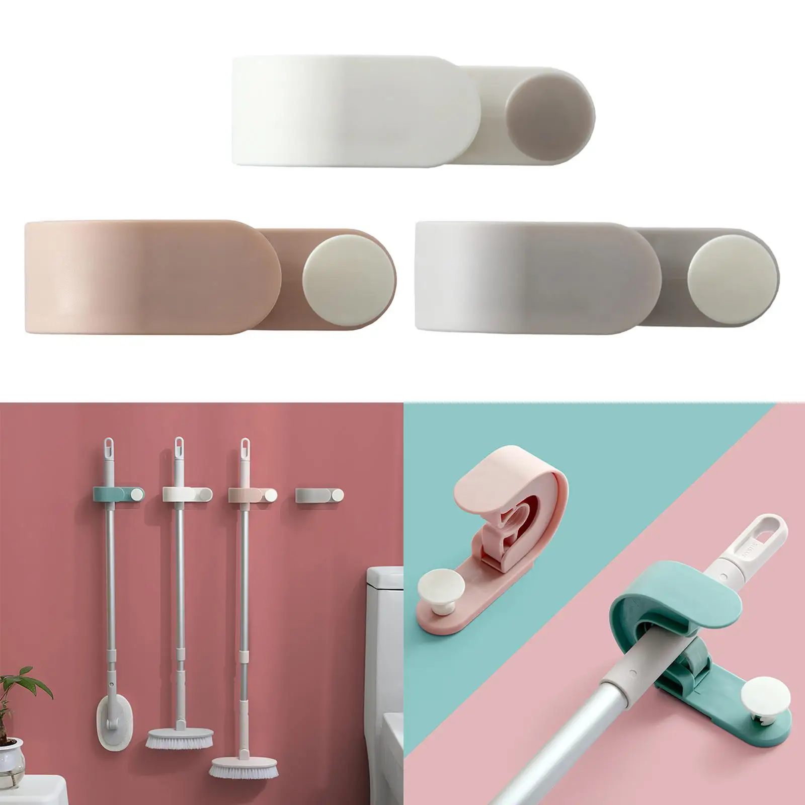 Wall Mount Hook Holder, No Punching, Pantry Organization, Mop Hanger image 3