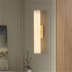 Modern Marble Wall Lamp Home Decor Hallway Bedroom Cylinder Wall Art Living Room Decor Nordic Retro Indoor Stone Led Wall Lights