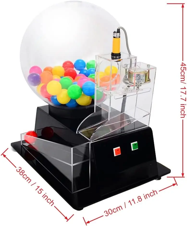 Automatic Lottery Ball Machine Lucky Electric Acrylic Transparent Auto Lottery Drawing Machine Bingo Cage with Black Base