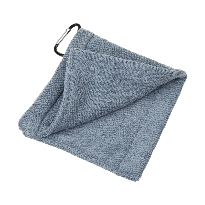 Square Golf Towel Microfiber Fabric Golf Towel Cleaning Tool with Carabiner Hook Resistance Clip Golf Club Wipe Cloth