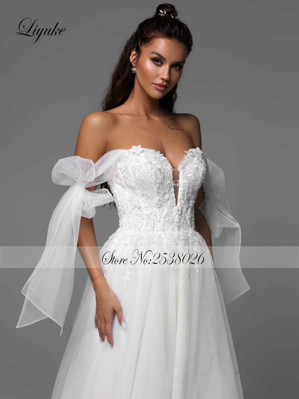 Liyuke-vestidos de novia elegantes de tul sedoso, apliques de corazón, corte en A, hasta el suelo, hechos a medida