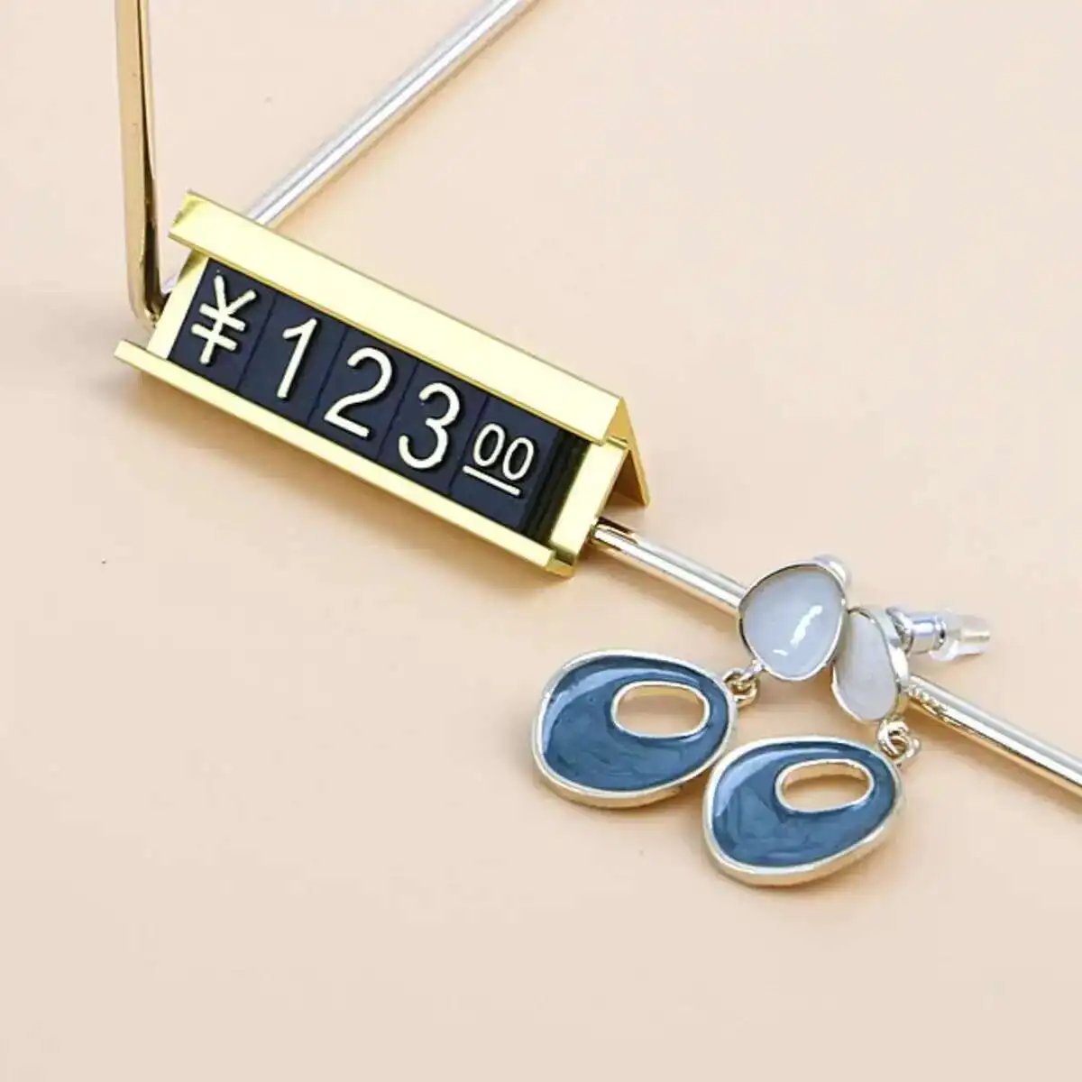 Counter Top Adjustable Price Tags Kit $ Euro Car Jewelry Clothes Numberal Digit Display Cube Sign Label Alloy Board Stand Frame