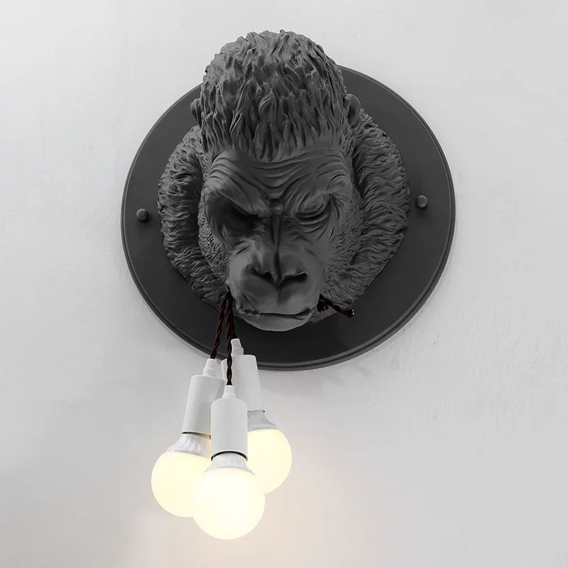 

Nordic Resin Gorilla Wall Lamps Led Modern Wall Sconce Light Fixtures For Home Loft Industrial Decor Bedroom E27 Bedside Lamp