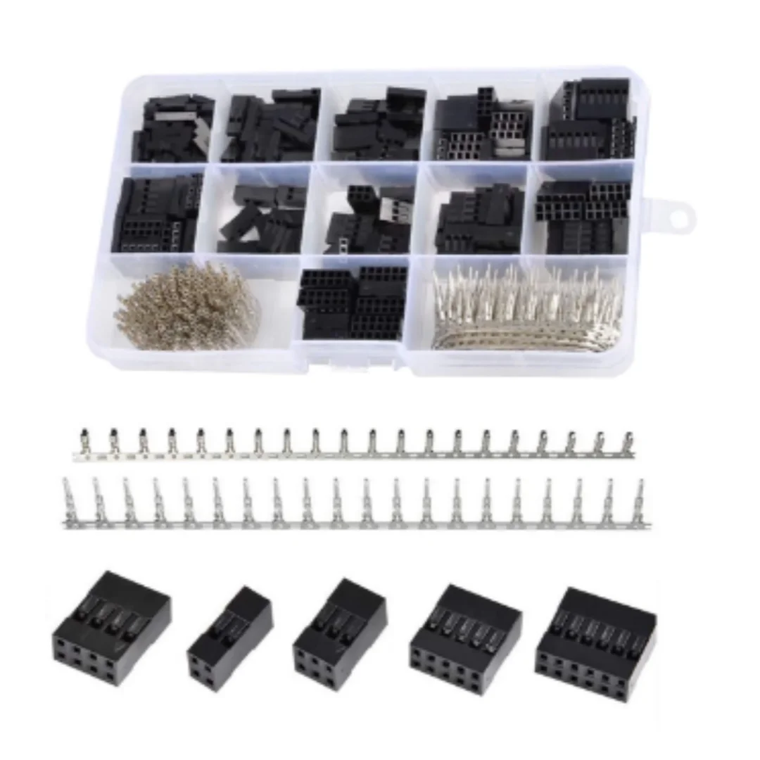 620Pcs Dupont Jumper Header Connector Housing with 2.54MM Male/Female Reed Butt Piece, Export Box Set
