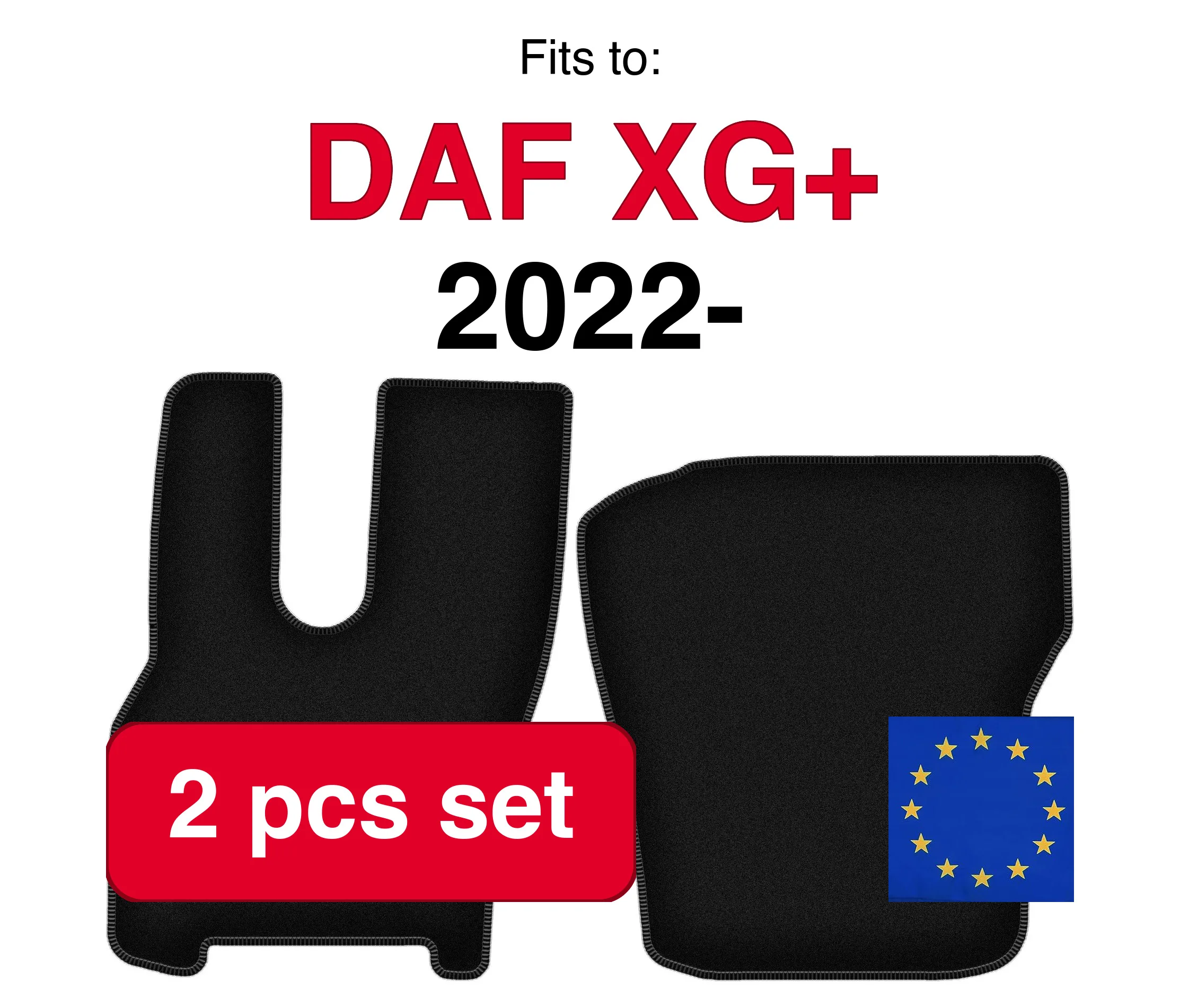 Jeu de tapis en velours pour DAF XG + siège droit pneumat (2022-) -Noir (2 pièces)