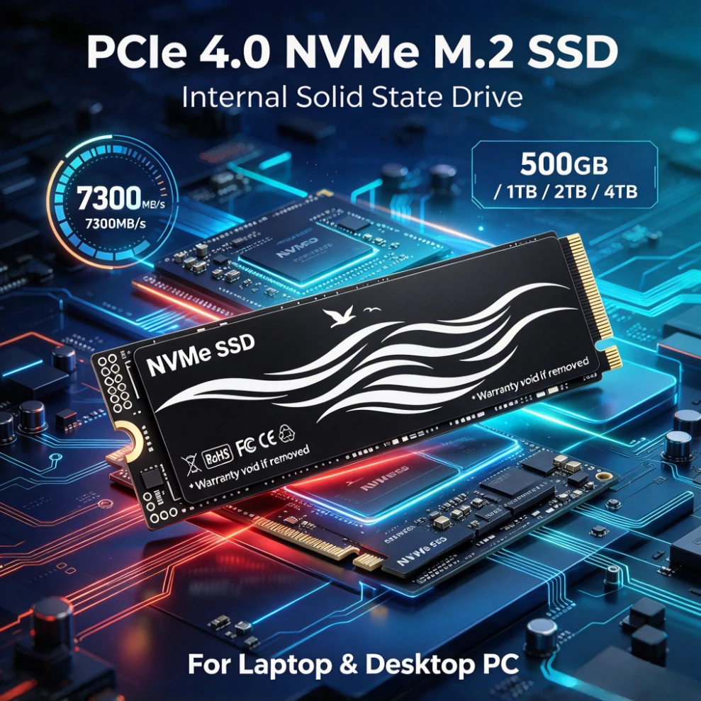 Professional M.2 SSD Hard Disk 2TB 4TB 500GB, 7300MB/s NVMe M2 PCIe 4.0 Internal Solid State Drive For PC Desktop Laptop