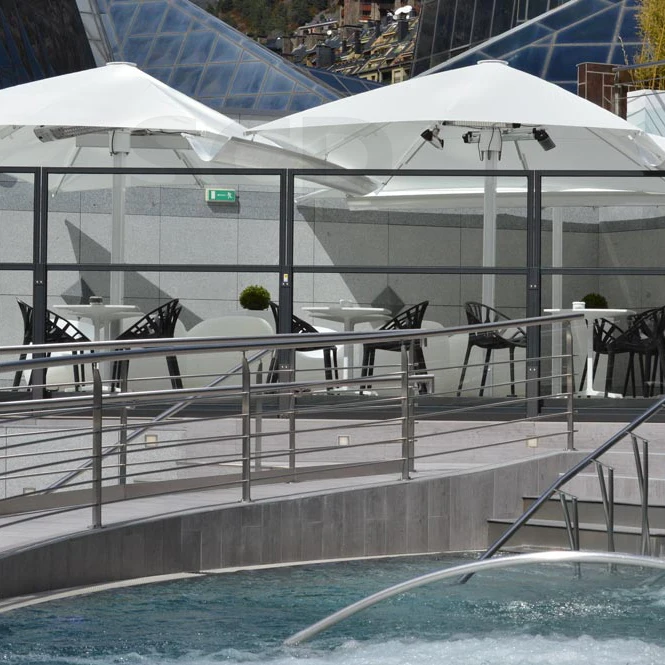 Large Size 3M 4M 5M 6M Radii Steel Base Outdoor Patio Pool Restaurant Umbrellas