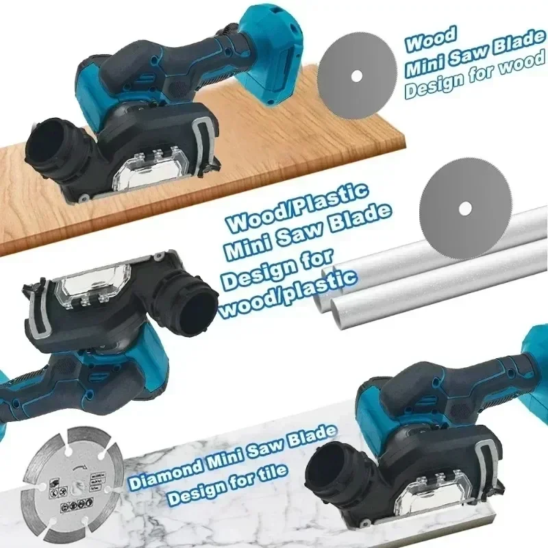 Cordless Angle Grinder 19500RPM 3 Inch Portable Cut Off Saw for Wood Tile Plastic Cutting  For Makita Battery - view 3