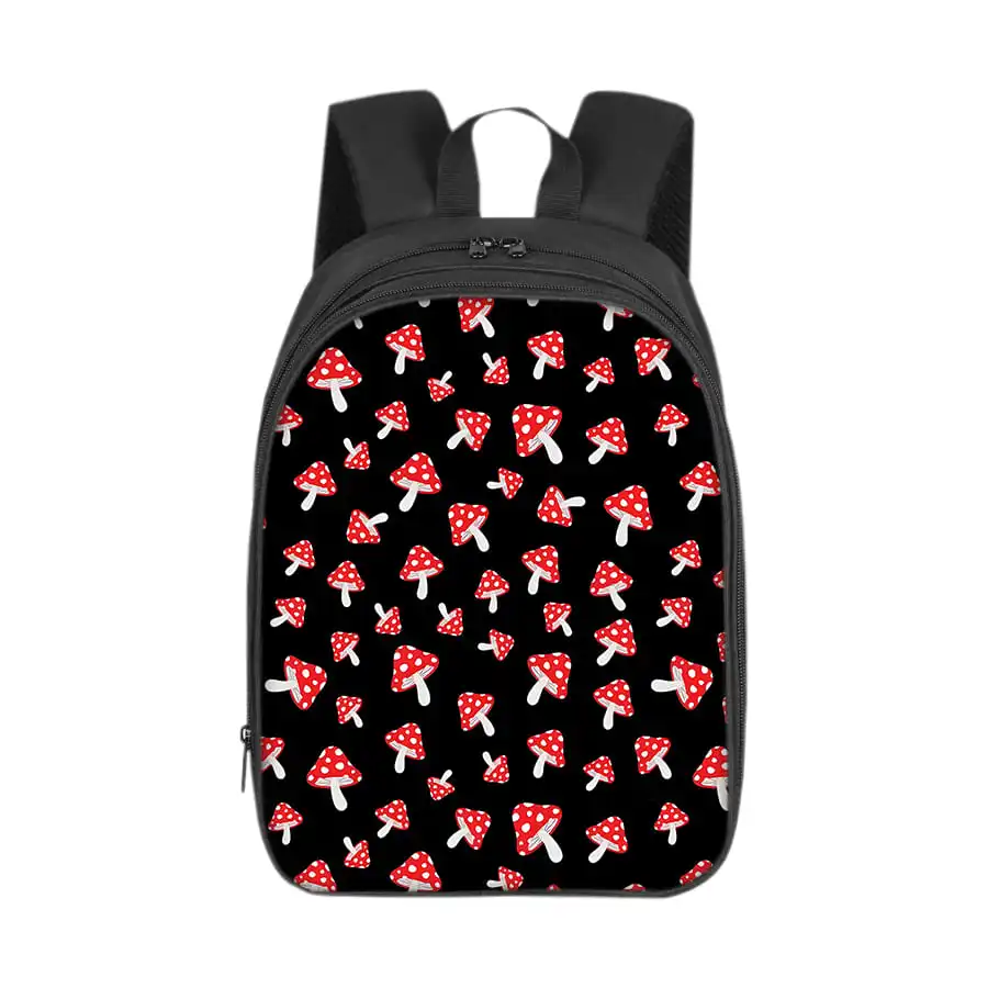 

Red Mushroom Pattern Double Layered Backpack For Boy And Girls Best Gifts 2D Flat Cartoon SchoolBag For Children Bag