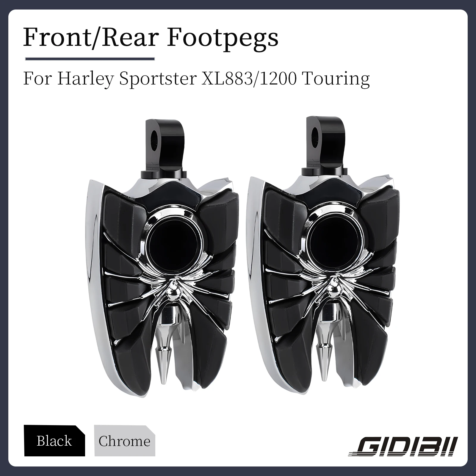 

Black/Chrome Front/Rear Footrest For Harley Sportster 883 XL883 XL1100 XL1200 Touring Male Mount Pedals Rider/Passenger FootPegs