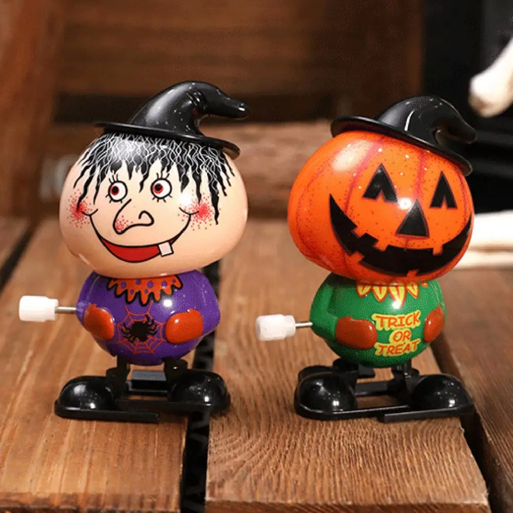 雪だるま時計じかけのおもちゃ不気味なハロウィーンゼンマイカボチャのおもちゃ幼児用漫画魔女雪だるま黒猫ウォーキングおもちゃ男の子用