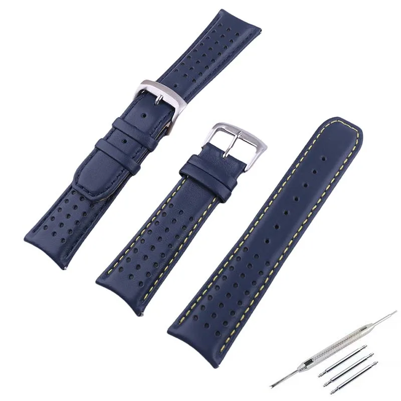 Men and women Leather watch band Compatible for Citizen Blue Angel AT8020-03L 54L 23mm arc head layer cowhide strap accessories