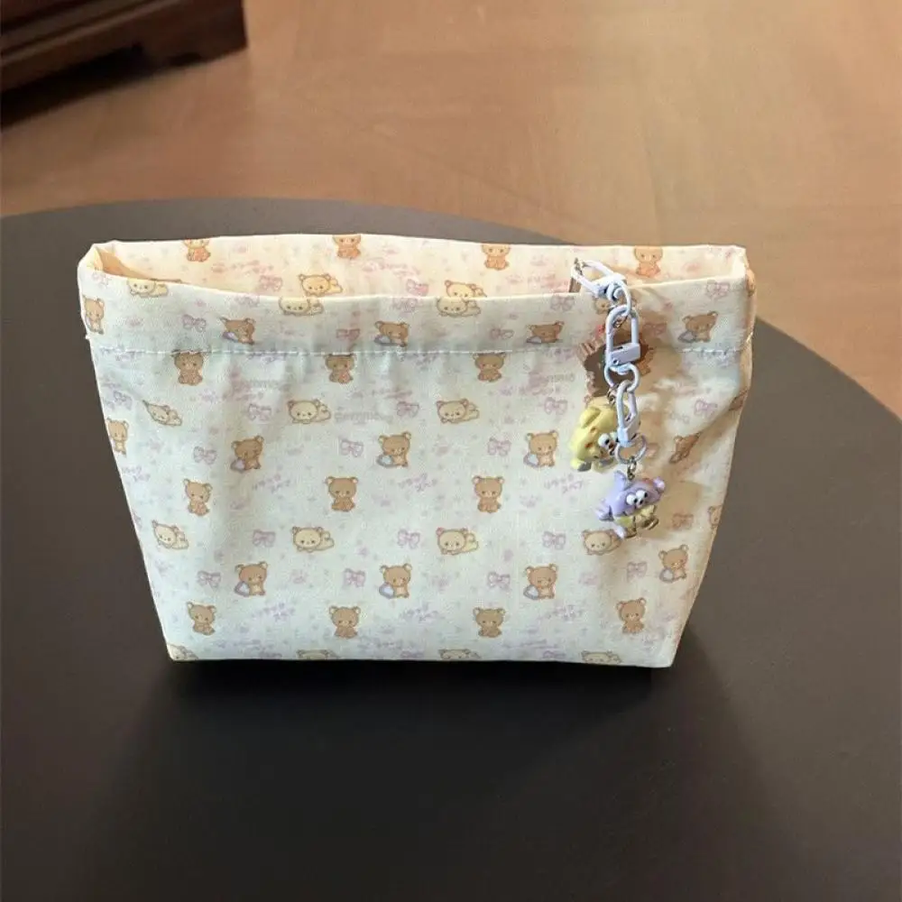 Rilakkuma Full printing canvas Portable hold hand bag cute Cosmetic Bag Cartoon Zipper Storage bag Japanese anime periphery gift