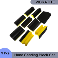 9 Pcs Hand Sanding Block Set Assorted Shaped Sanding Disc Hook and Loop Holder Grinding Sponge Abrasive Tool for Polishing