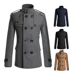 Fabulous Winter Jacket Woolen Streetwear Men Jacket Button Decoration Warm Men Coat for Daily Wear