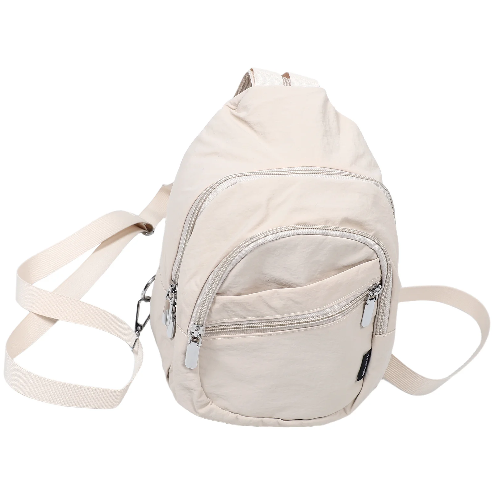 Mini Crossbody Sling Bag Nylon Lightweight Chest Bag Casual Travel Hiking Outdoor Running Phone Holder Beige Crossbody Pouch
