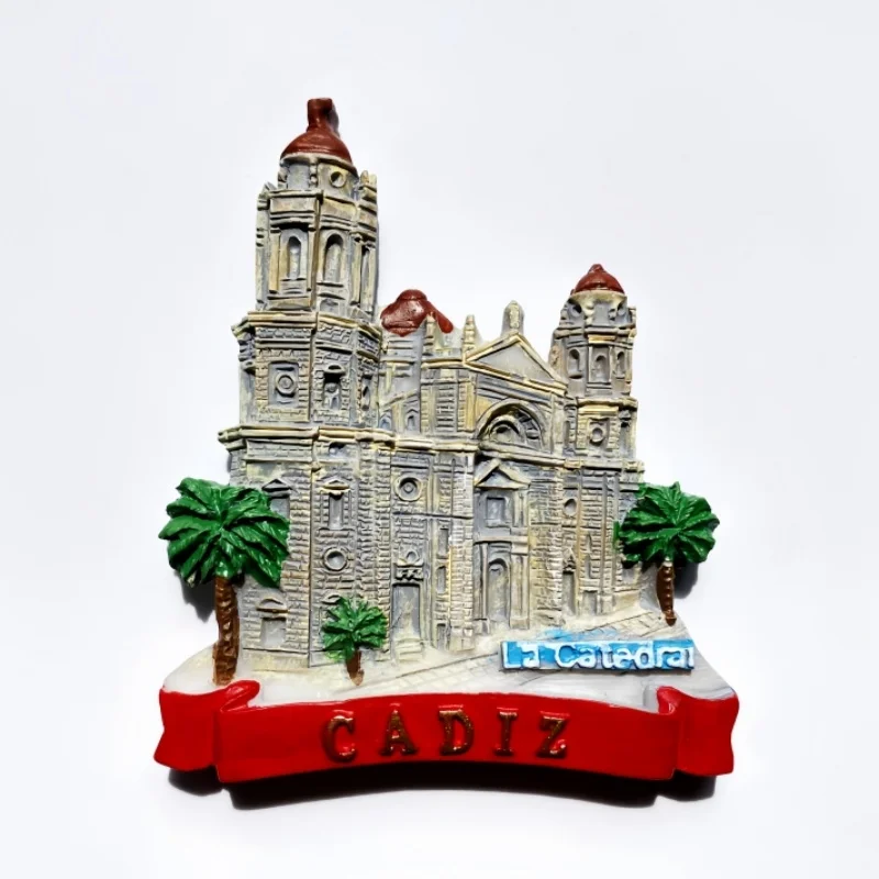 España, ciudad costera, cadiz, pintura 3D, decoración del hogar, pegatinas magnéticas para frigoríficos, recuerdos turísticos