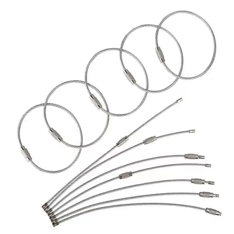 10Pcs Wire Rope Key Chain Stainless Steel Wire Keychain Carabiner Cable Key Ring Outdoor Hiking image 4