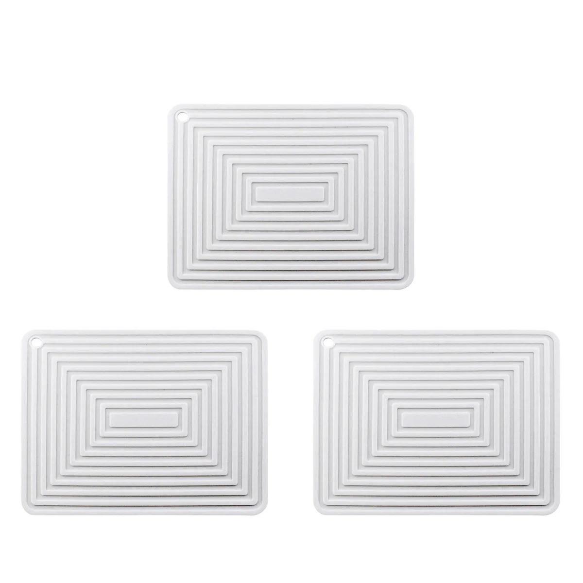 3X Large Silicone Pot Holder Square Thick Heat Insulation Pad Non-Slip Corrugated Kitchen Table Mat(White)