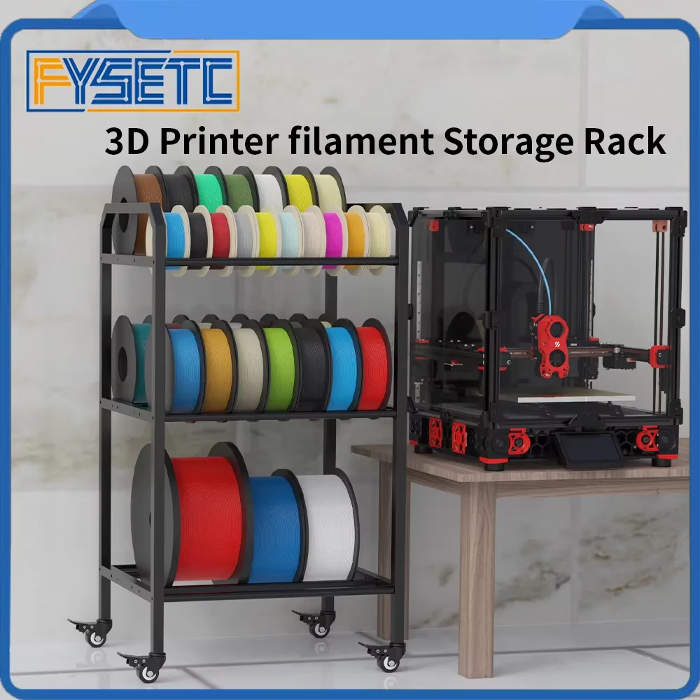 3D Printer Filament Storage Rack 3 Layers Free To Move Saving Room Utility Storage Shelf Workstation Organizer