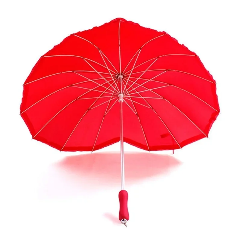 Heart Shaped Love Red Umbrella for Men and Women, Adult Bridal Wedding Gift, Waterproof, Wind Resistant, Creative, Rain