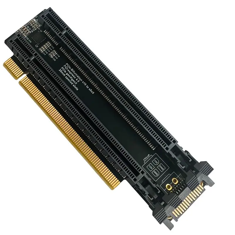 DT!~D187 HOT-PCI-E 4.0 X16 1 to 2 Expansion Card Split Card PCIe-Bifurcation X16 to X8X8 with 20mm Spaced Slots CPU4P(4 Pin )