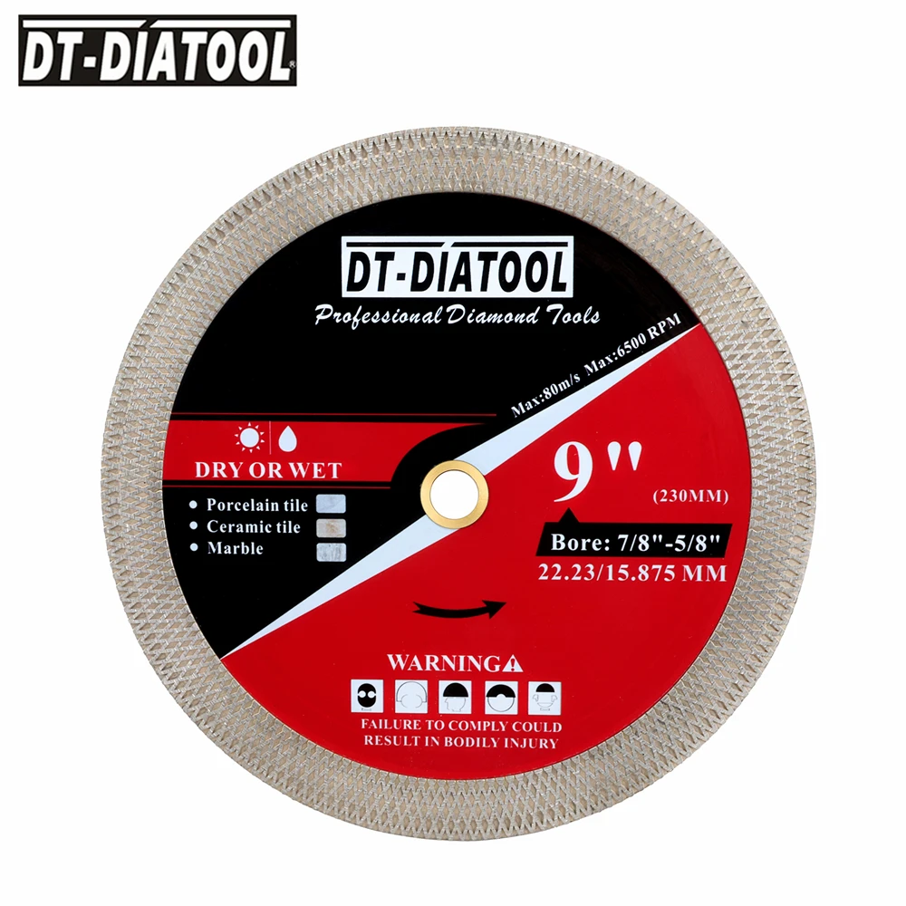 

DT-Diatool-Diamond Grinding Cutting Disc, Saw Blade for Tile Ceramic Marble Stone 9Inch 230mm X Mesh 1Pc Disc to Cut Porcelain