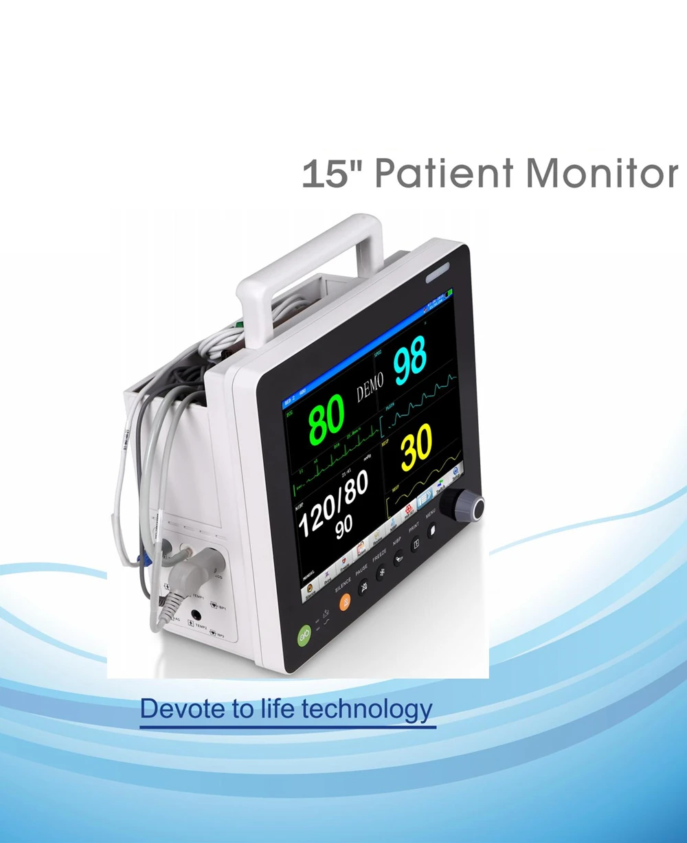 15 Inch Human Vet Use 6 Parameters Optional VGA HDMI ETCO2 Veterinary Pet Patient Monitor