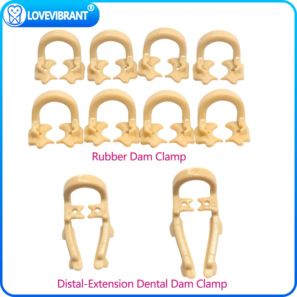 Dental Rubber Dam Clamps Distal-Extension Dental Dam Clamp Resin Materials Autoclavable 134℃ Dentist Tools Dental Lab Tool 4PCS