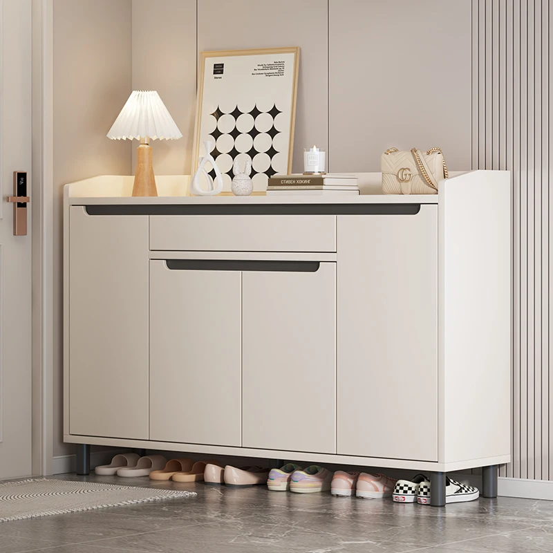 Home door shoe cabinet Home door solid wood porch storage cabinet integrated against the wall 2025 new popular high-end shoe rac