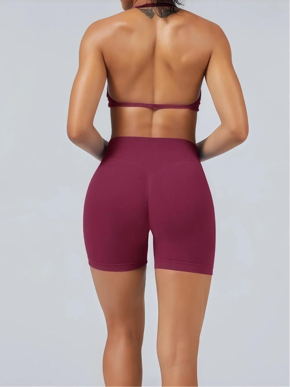 2 Piece HISTELLO Gym Set Women Seamless Impact Strappy Sports Bra Scrunch Butt Lifting Yoga Shorts Workout Fitness Sets